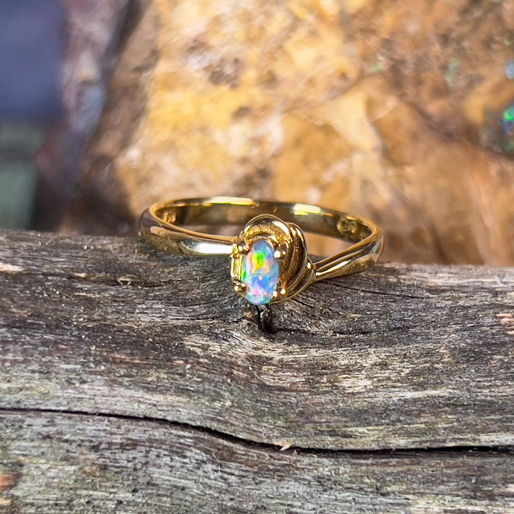 18kt Yellow Gold Black Opal 0.35ct ring - Masterpiece Jewellery Opal & Gems Sydney Australia | Online Shop