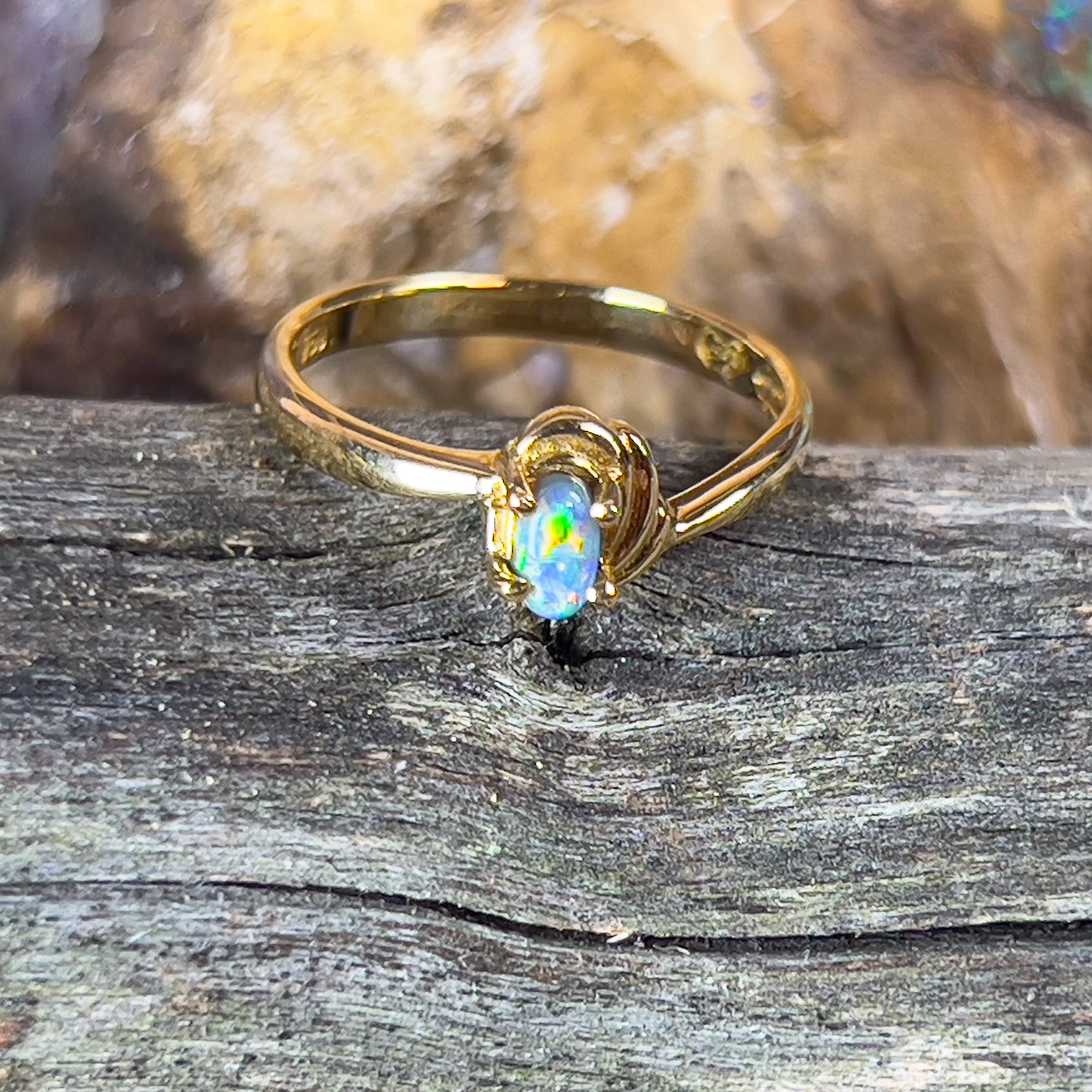 18kt Yellow Gold Black Opal 0.35ct ring - Masterpiece Jewellery Opal & Gems Sydney Australia | Online Shop