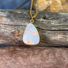 18kt Yellow Gold triangular shape White Opal 2.63ct bezel set pendant - Masterpiece Jewellery Opal & Gems Sydney Australia | Online Shop