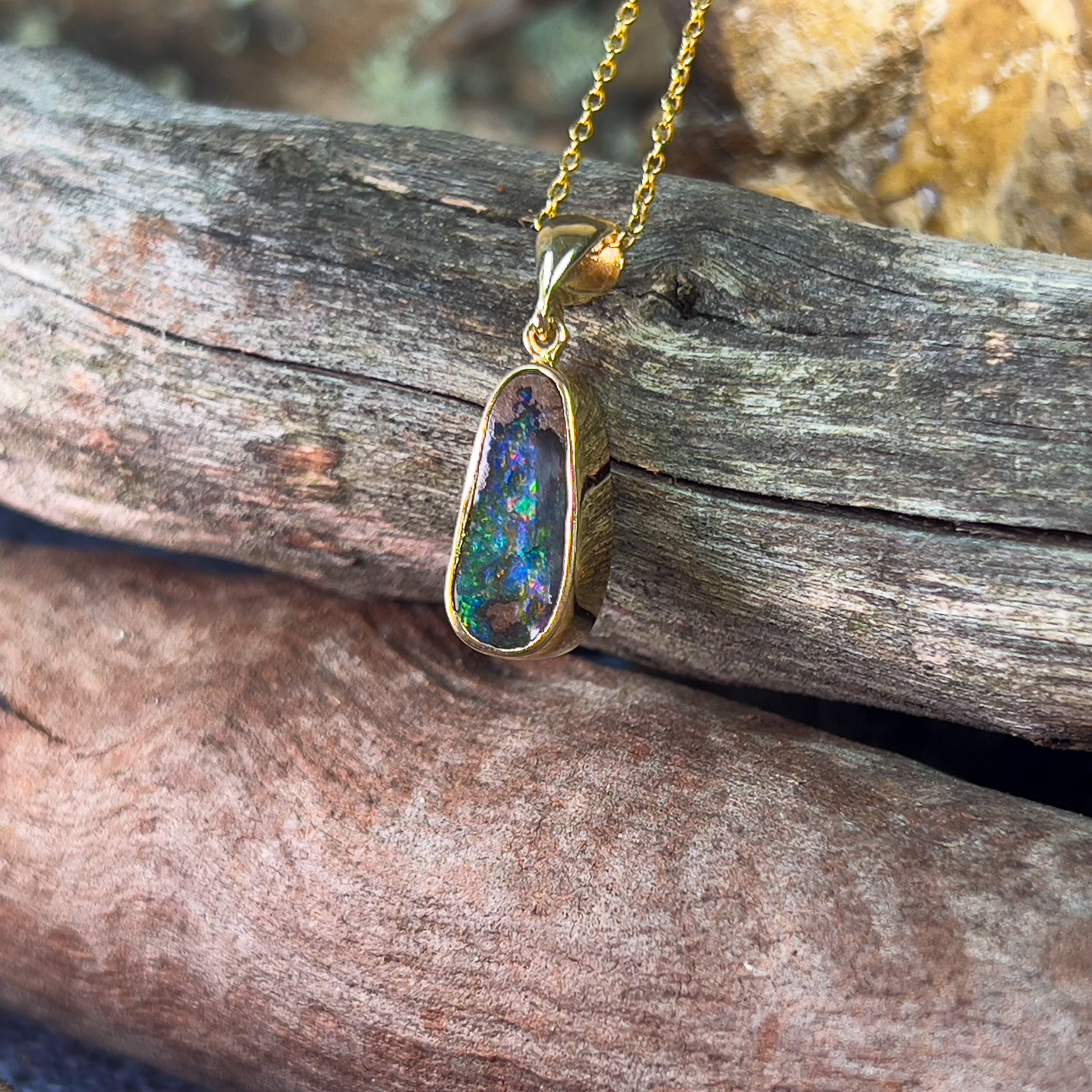 18kt Yellow Gold Boulder Opal 1.89ct pendant - Masterpiece Jewellery Opal & Gems Sydney Australia | Online Shop