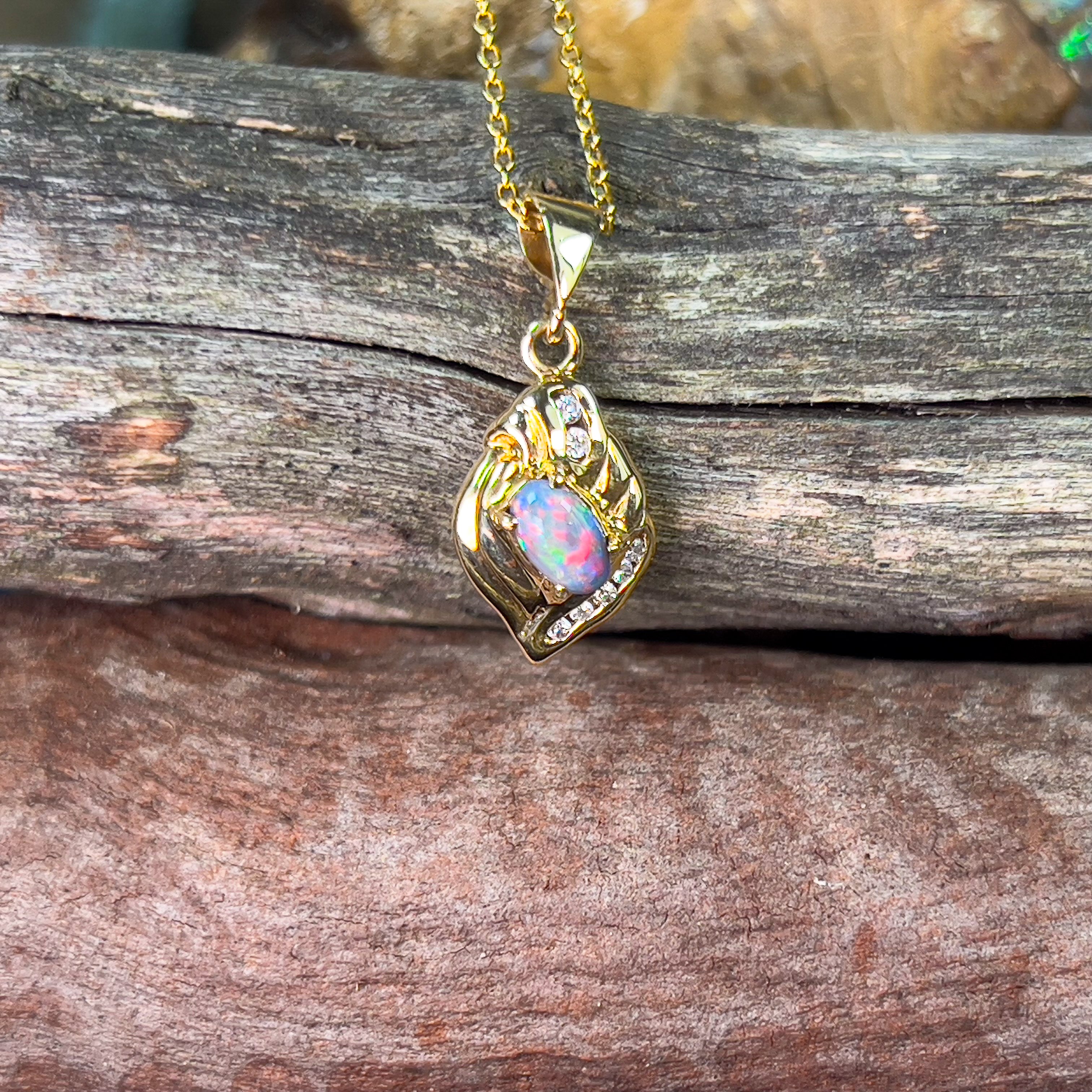 18kt Yellow Gold Black Opal 0.45ct pendant - Masterpiece Jewellery Opal & Gems Sydney Australia | Online Shop