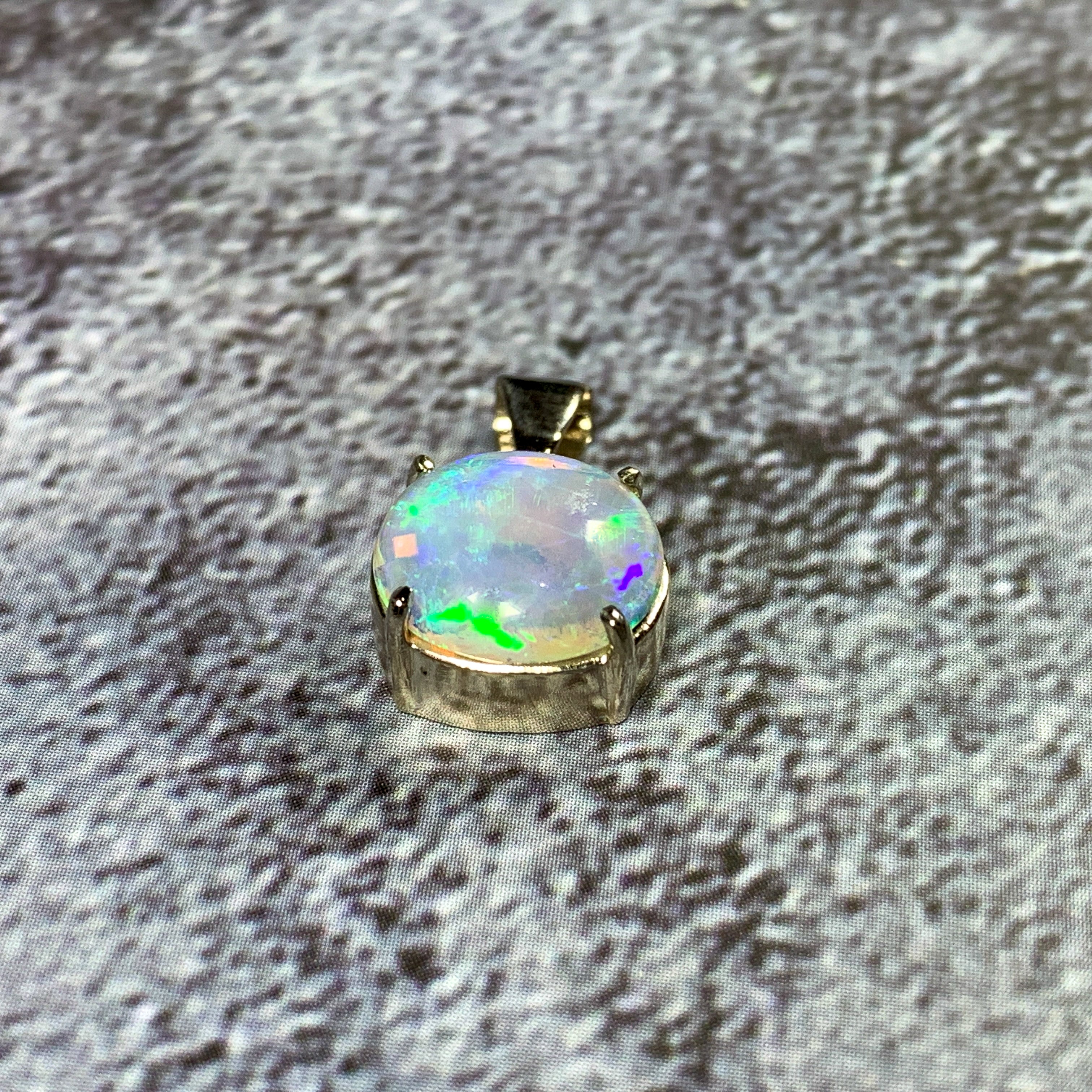 9kt White Gold Crystal Blue Violet Opal pendant - Masterpiece Jewellery Opal & Gems Sydney Australia | Online Shop