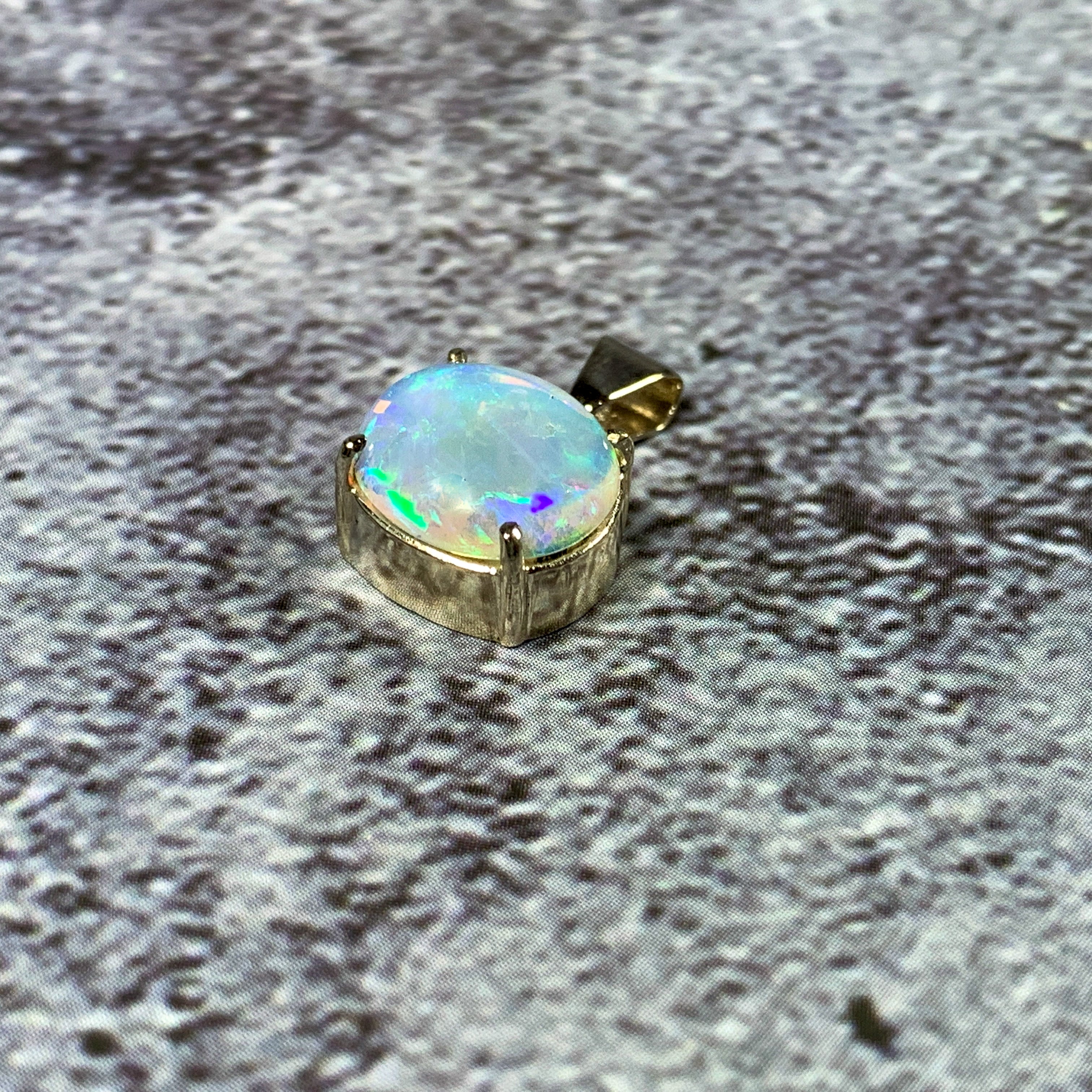9kt White Gold Crystal Blue Violet Opal pendant - Masterpiece Jewellery Opal & Gems Sydney Australia | Online Shop