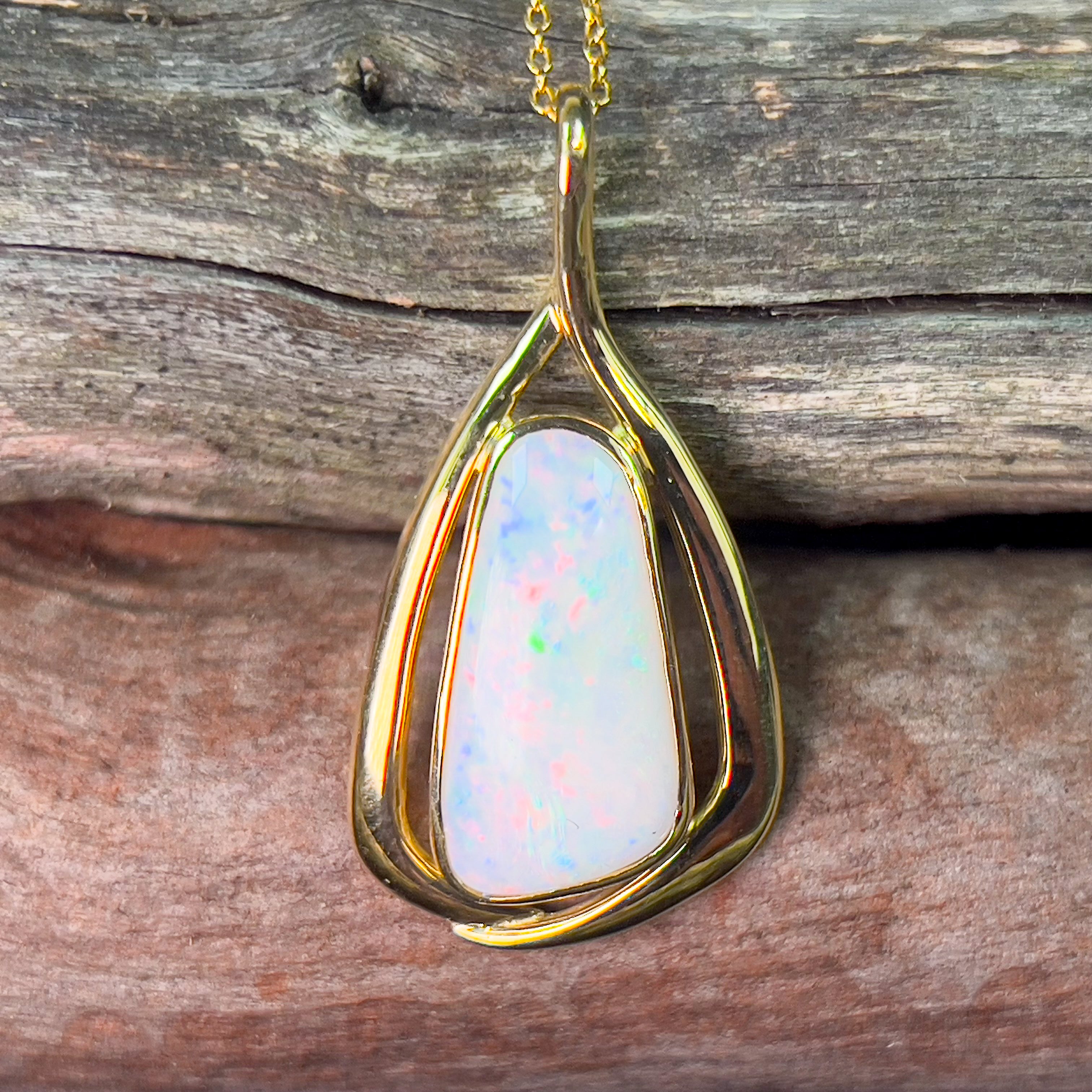 18kt Yellow Gold White Opal 6.21ct pendant - Masterpiece Jewellery Opal & Gems Sydney Australia | Online Shop