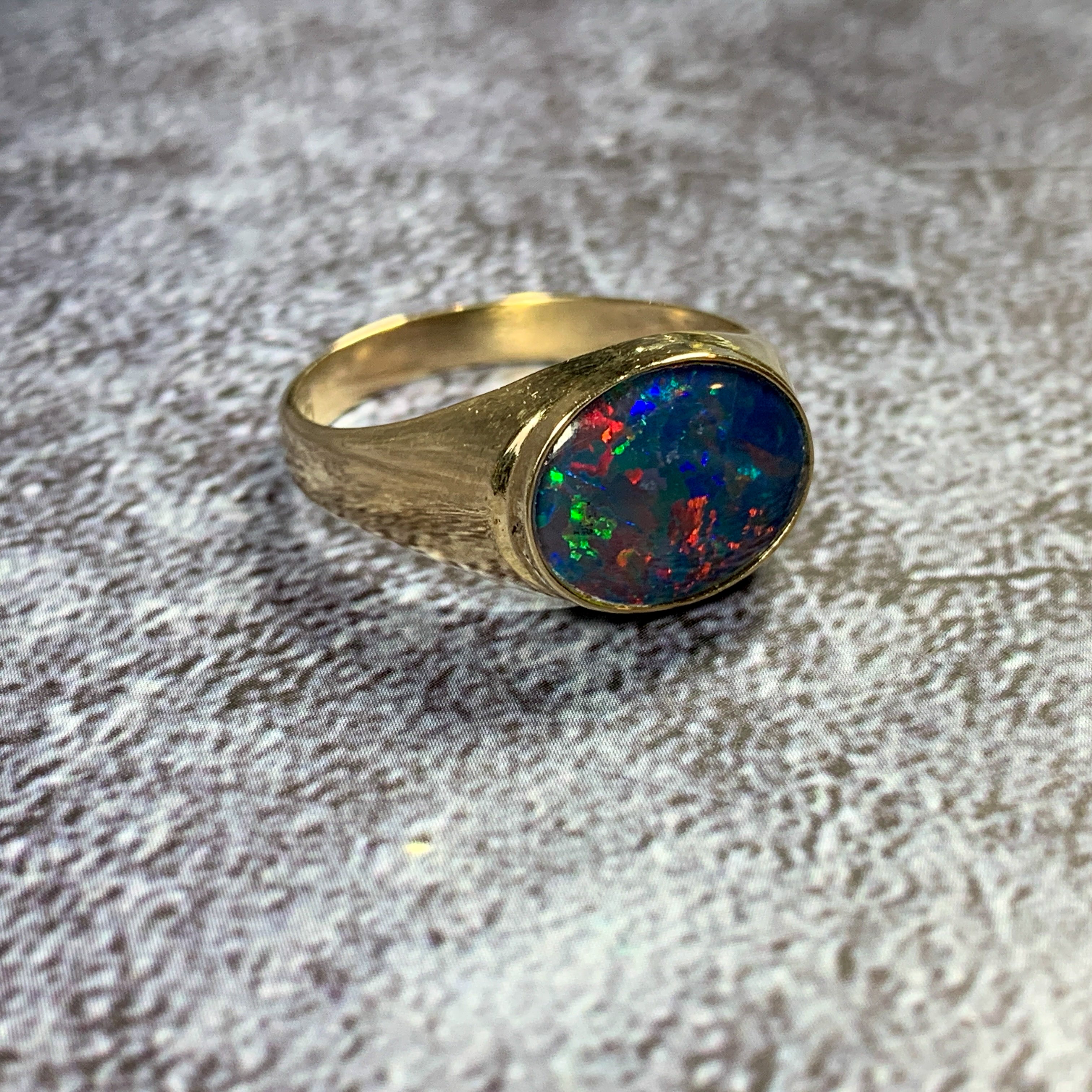 One 9kt Yellow Gold signet ring 12x10mm Opal triplet - Masterpiece Jewellery Opal & Gems Sydney Australia | Online Shop
