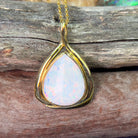 18kt Yellow Gold pear shape White Opal 7.82ct pendant - Masterpiece Jewellery Opal & Gems Sydney Australia | Online Shop