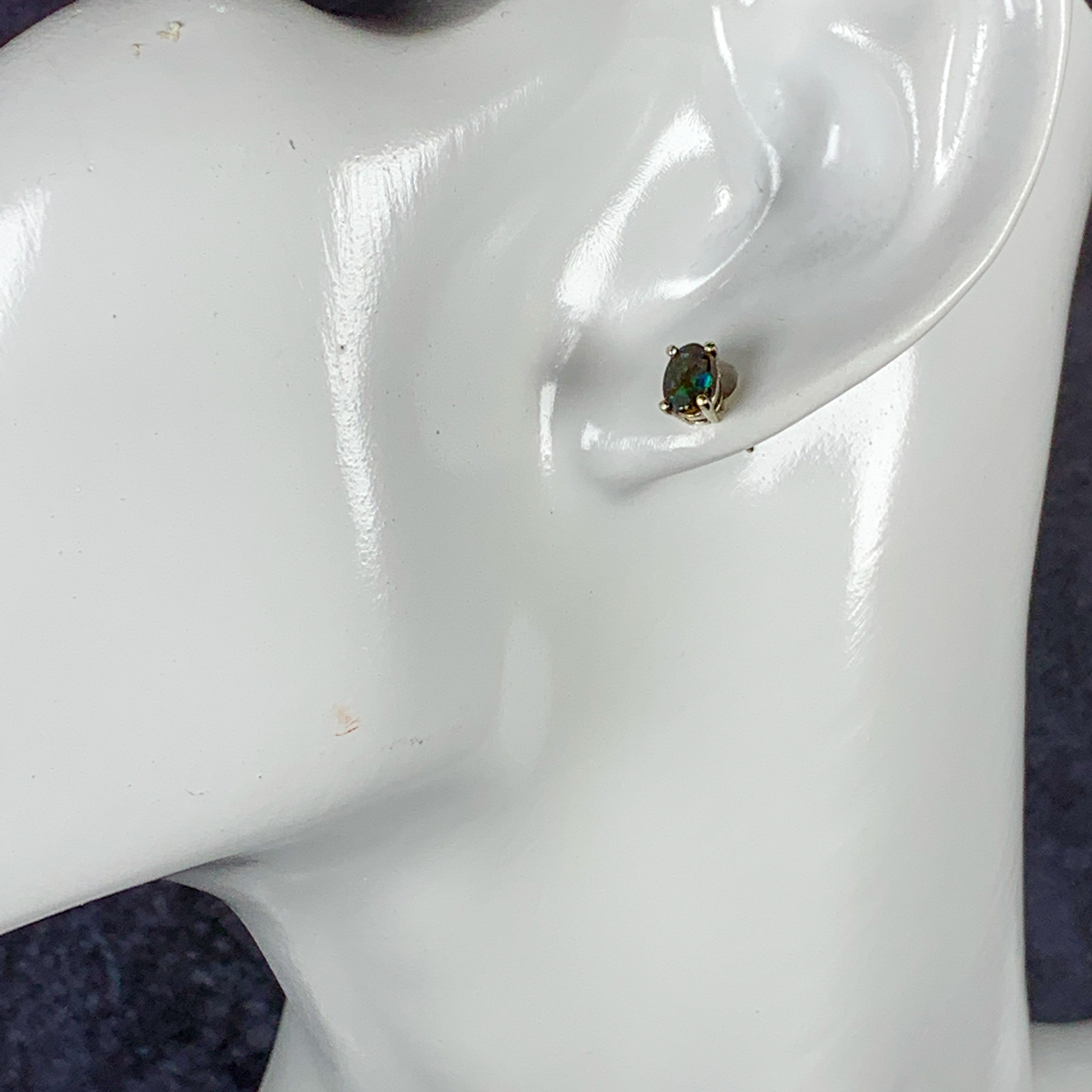 9kt White Gold Boulder Opal 1.1ct pair of studs - Masterpiece Jewellery Opal & Gems Sydney Australia | Online Shop
