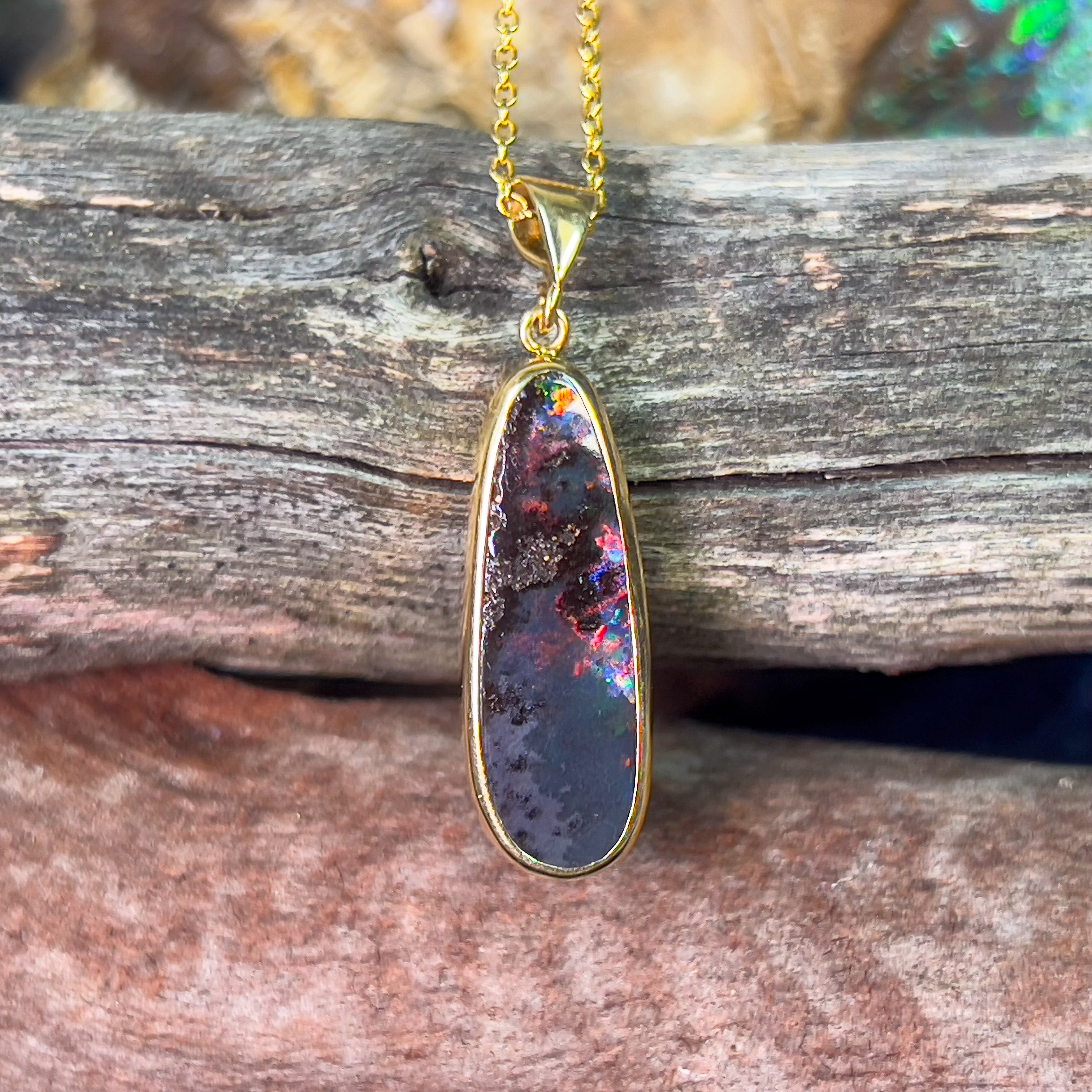 18kt Yellow Gold Boulder Opal 9.1ct pendant - Masterpiece Jewellery Opal & Gems Sydney Australia | Online Shop