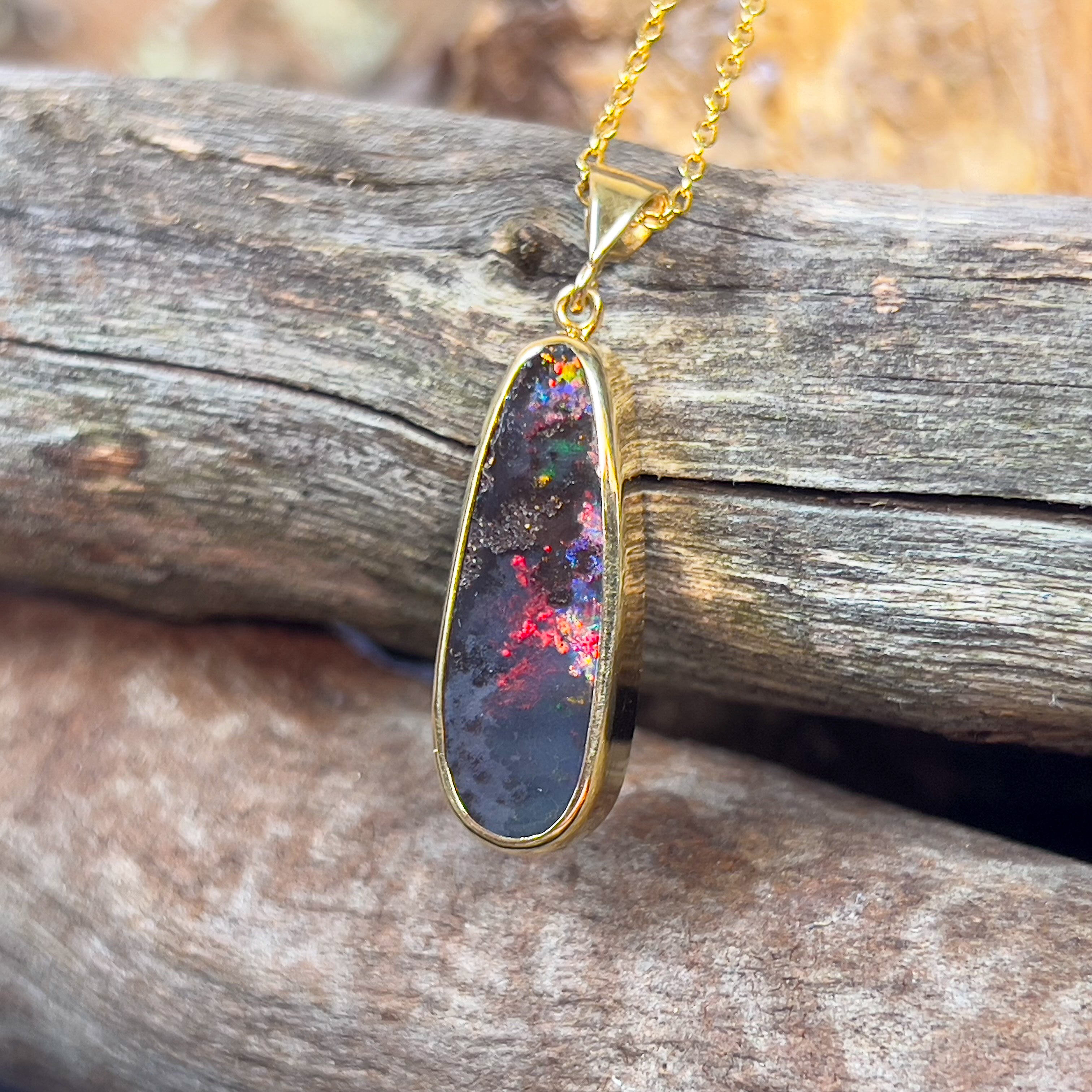 18kt Yellow Gold Boulder Opal 9.1ct pendant - Masterpiece Jewellery Opal & Gems Sydney Australia | Online Shop