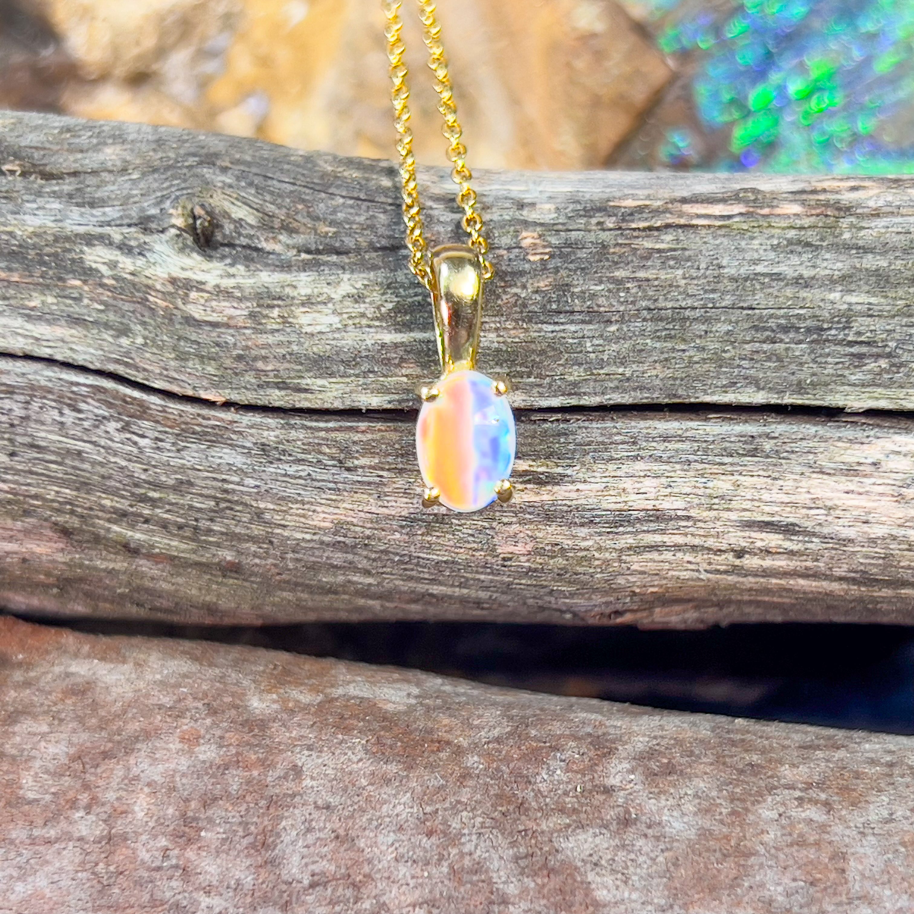 18kt Yellow Gold 7x5mm Fire Opal pendant - Masterpiece Jewellery Opal & Gems Sydney Australia | Online Shop