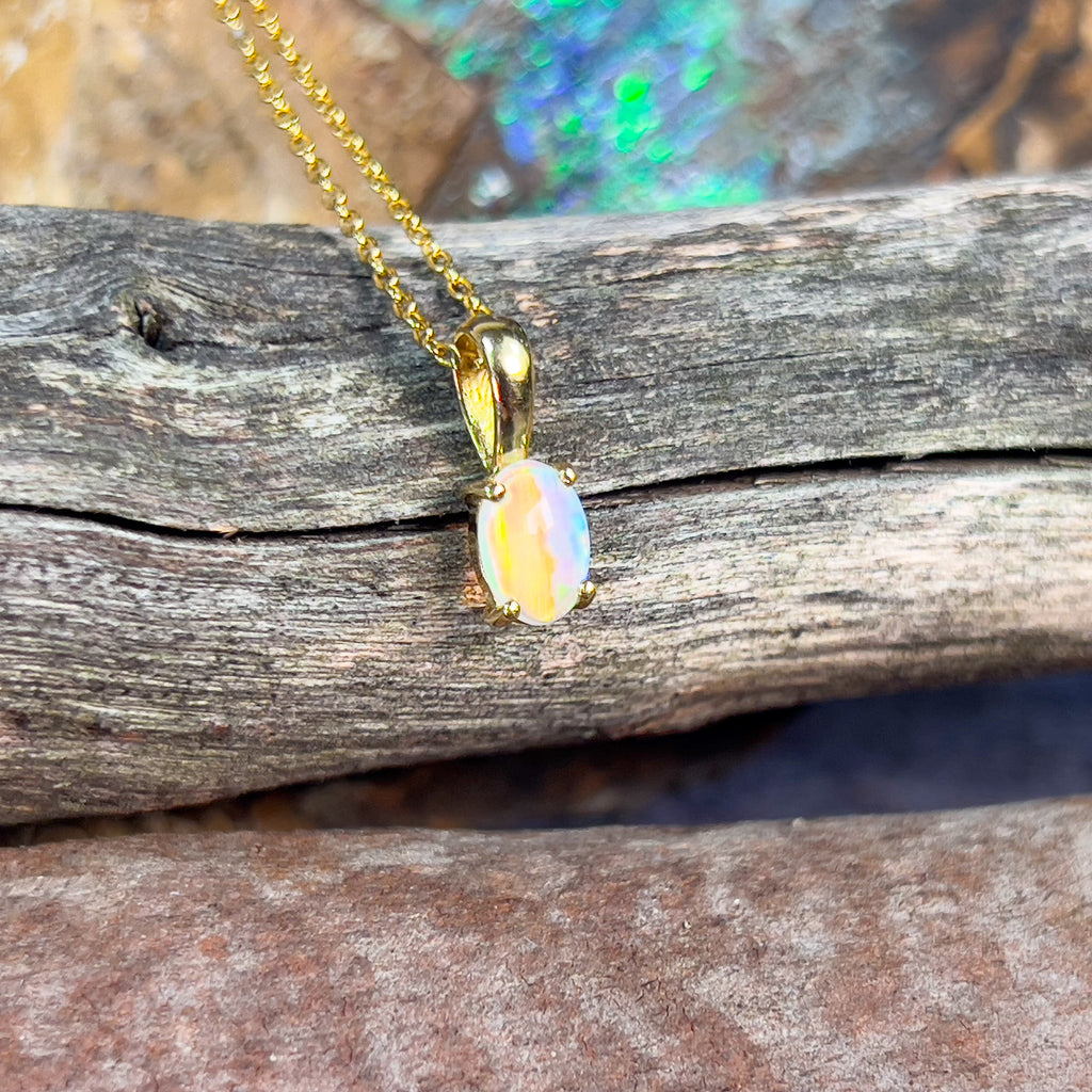 18kt Yellow Gold 7x5mm Fire Opal pendant - Masterpiece Jewellery Opal & Gems Sydney Australia | Online Shop