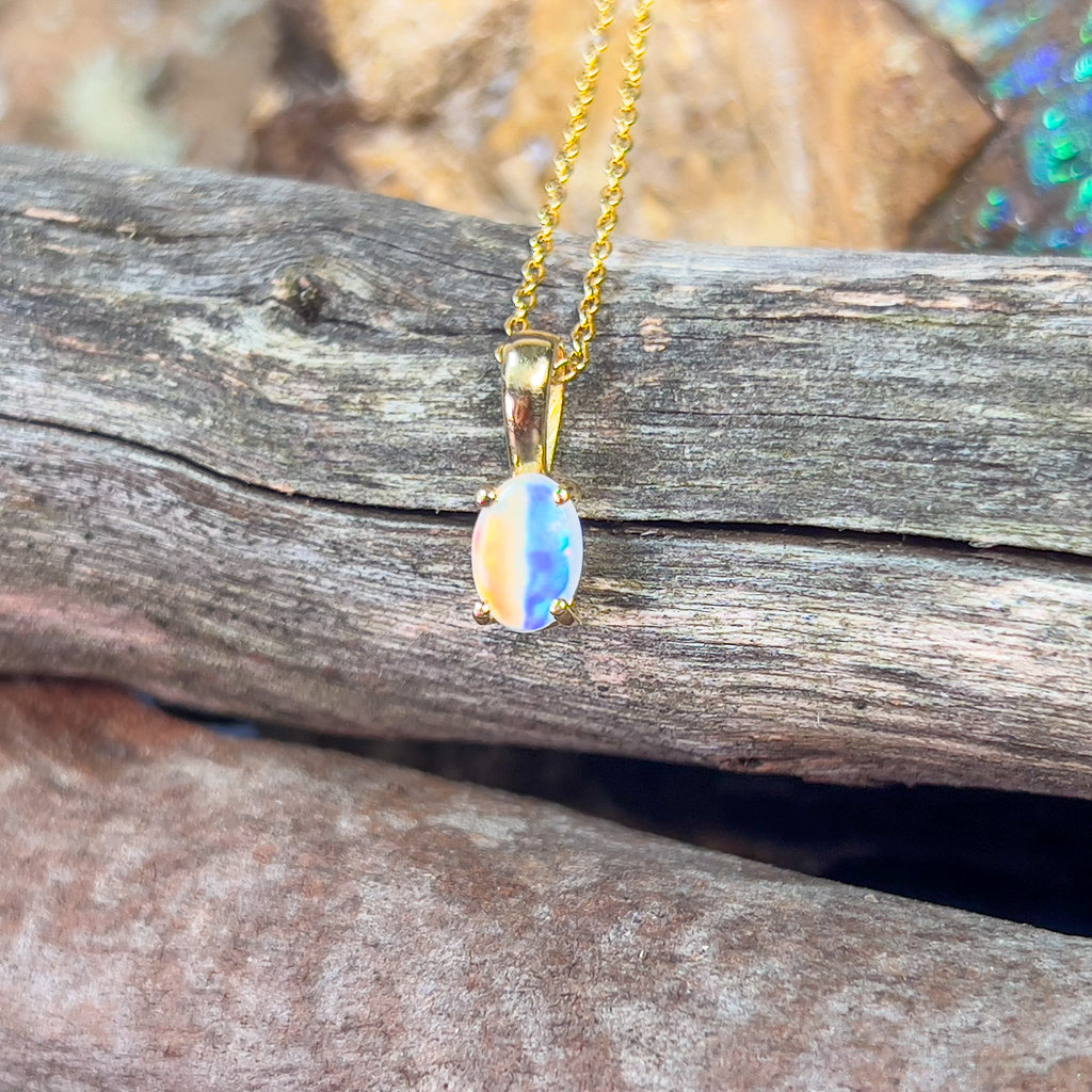 18kt Yellow Gold 7x5mm Fire Opal pendant - Masterpiece Jewellery Opal & Gems Sydney Australia | Online Shop
