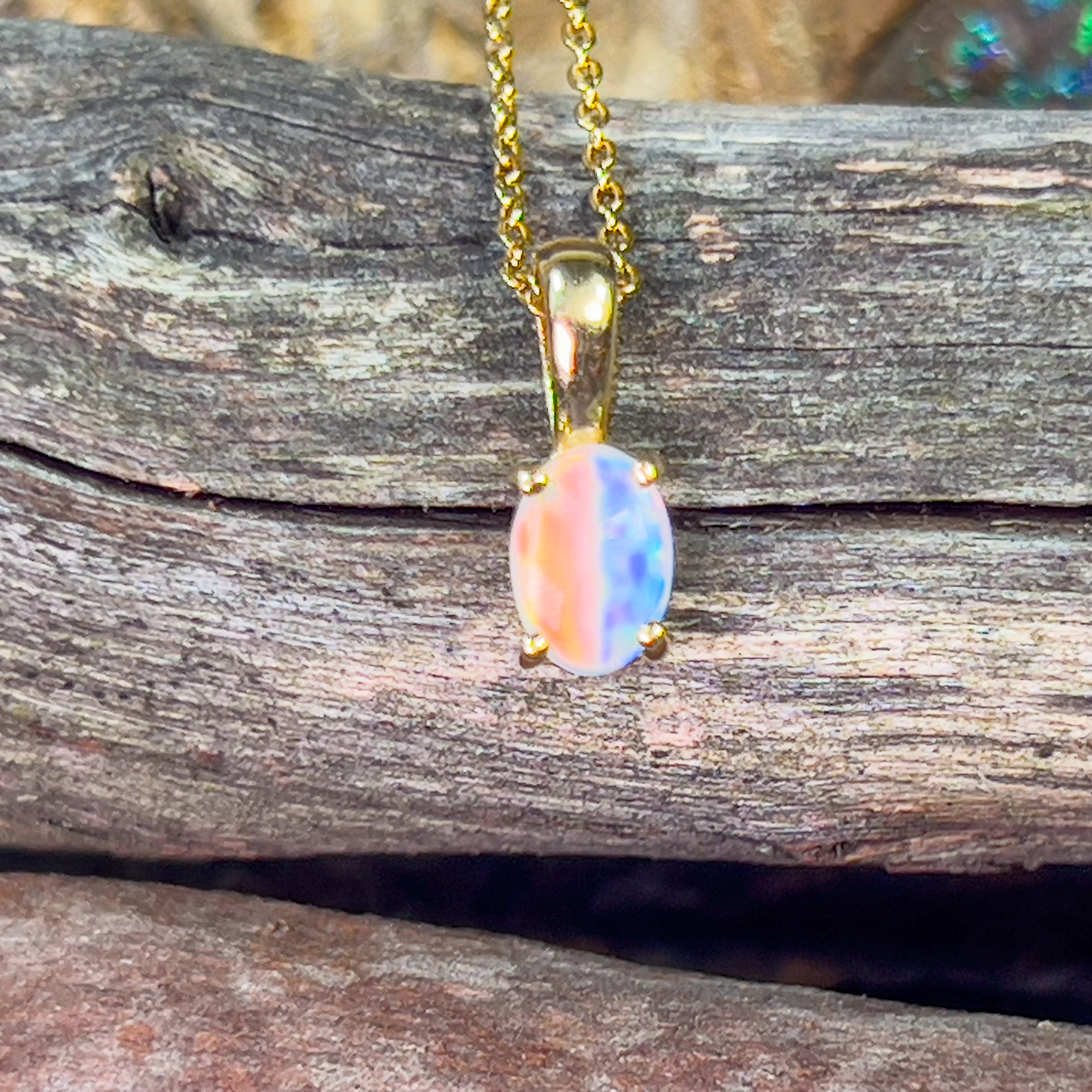 18kt Yellow Gold 7x5mm Fire Opal pendant - Masterpiece Jewellery Opal & Gems Sydney Australia | Online Shop