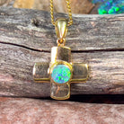 18kt Yellow Gold Black Opal 0.4ct cross pendant - Masterpiece Jewellery Opal & Gems Sydney Australia | Online Shop