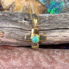 18kt Yellow Gold Black Opal 0.4ct cross pendant - Masterpiece Jewellery Opal & Gems Sydney Australia | Online Shop