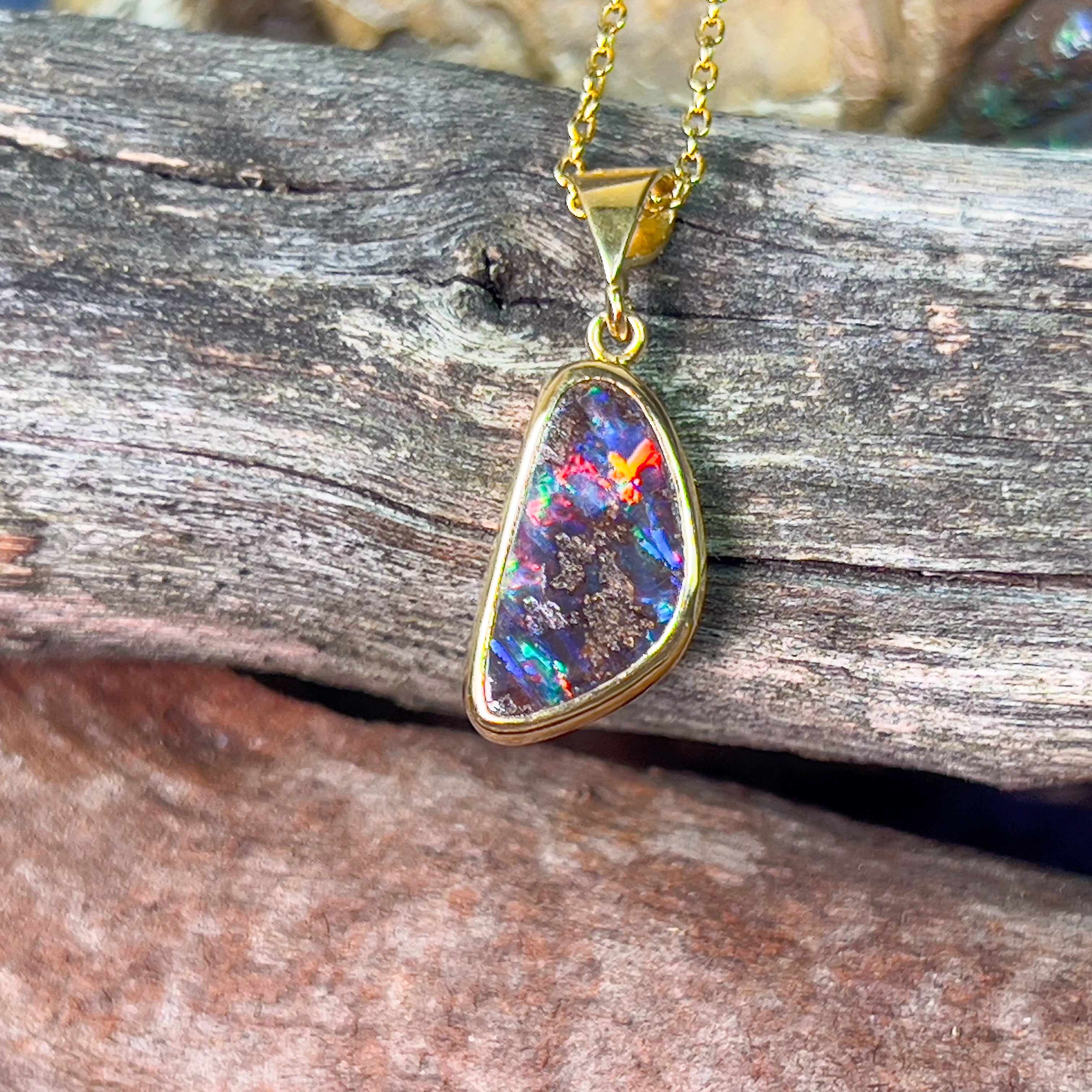 18kt Yellow Gold Boulder Opal 1.35ct pendant - Masterpiece Jewellery Opal & Gems Sydney Australia | Online Shop