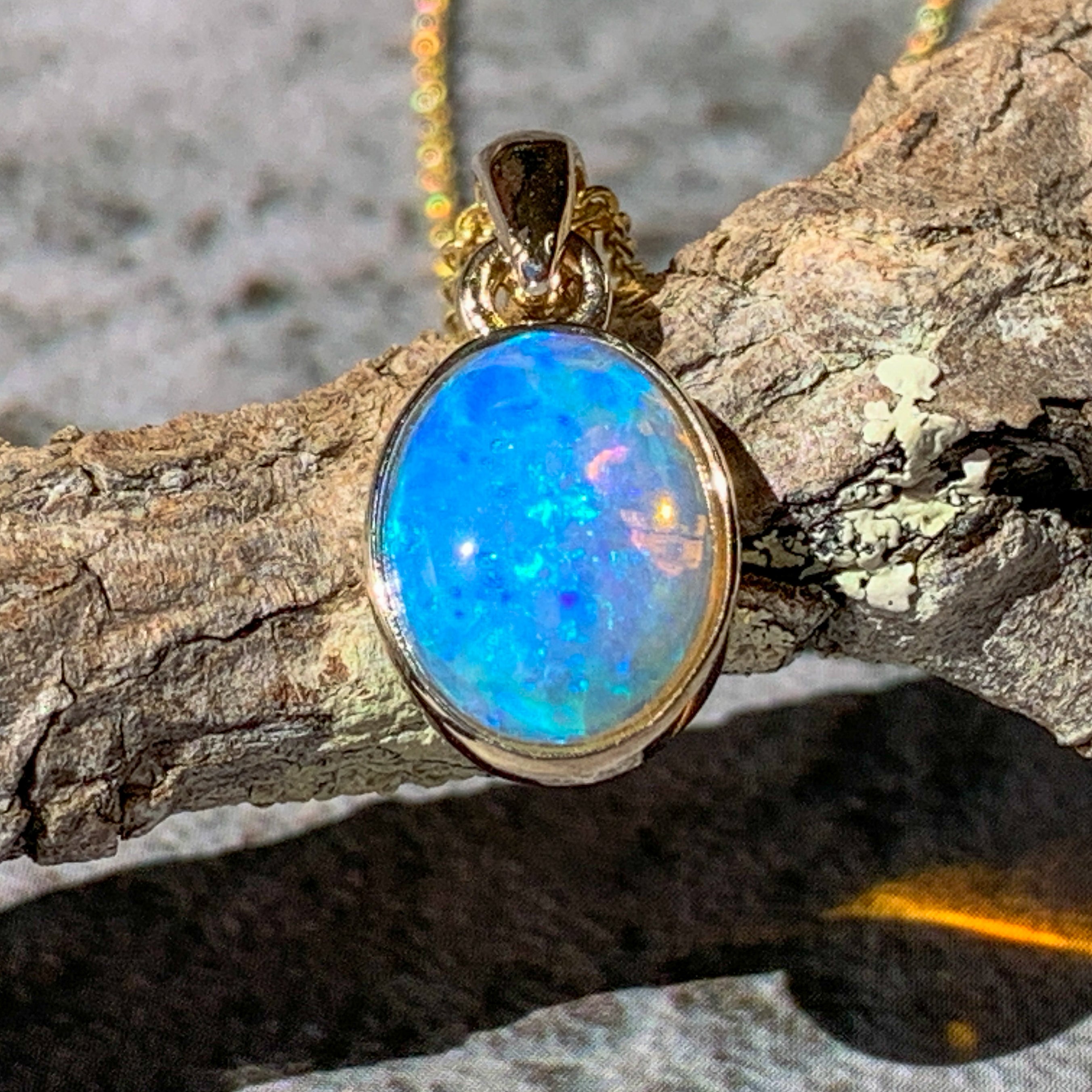 9kt Yellow Gold bezel 1.51ct Crystal Opal pendant - Masterpiece Jewellery Opal & Gems Sydney Australia | Online Shop