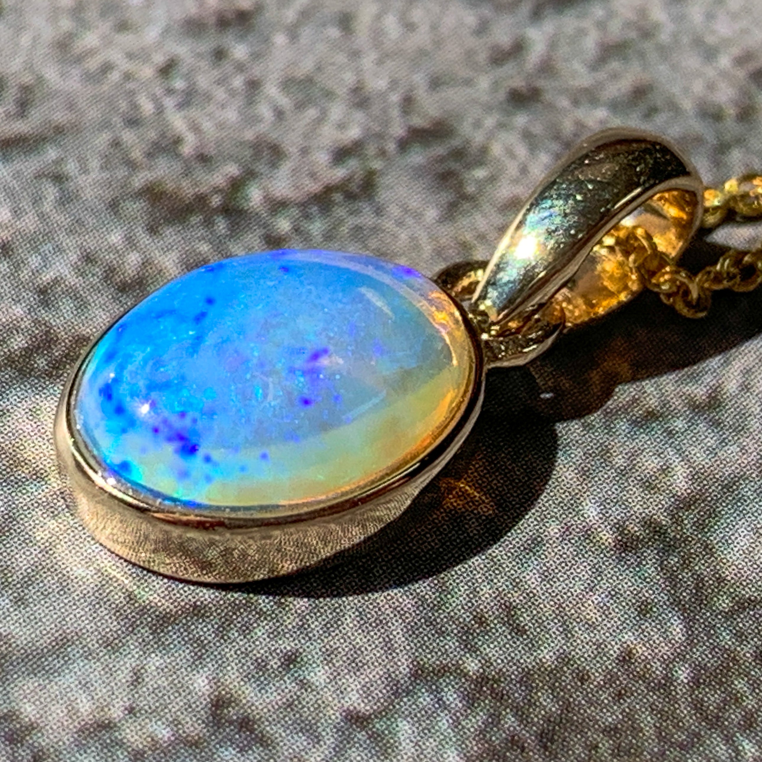 9kt Yellow Gold bezel 1.51ct Crystal Opal pendant - Masterpiece Jewellery Opal & Gems Sydney Australia | Online Shop