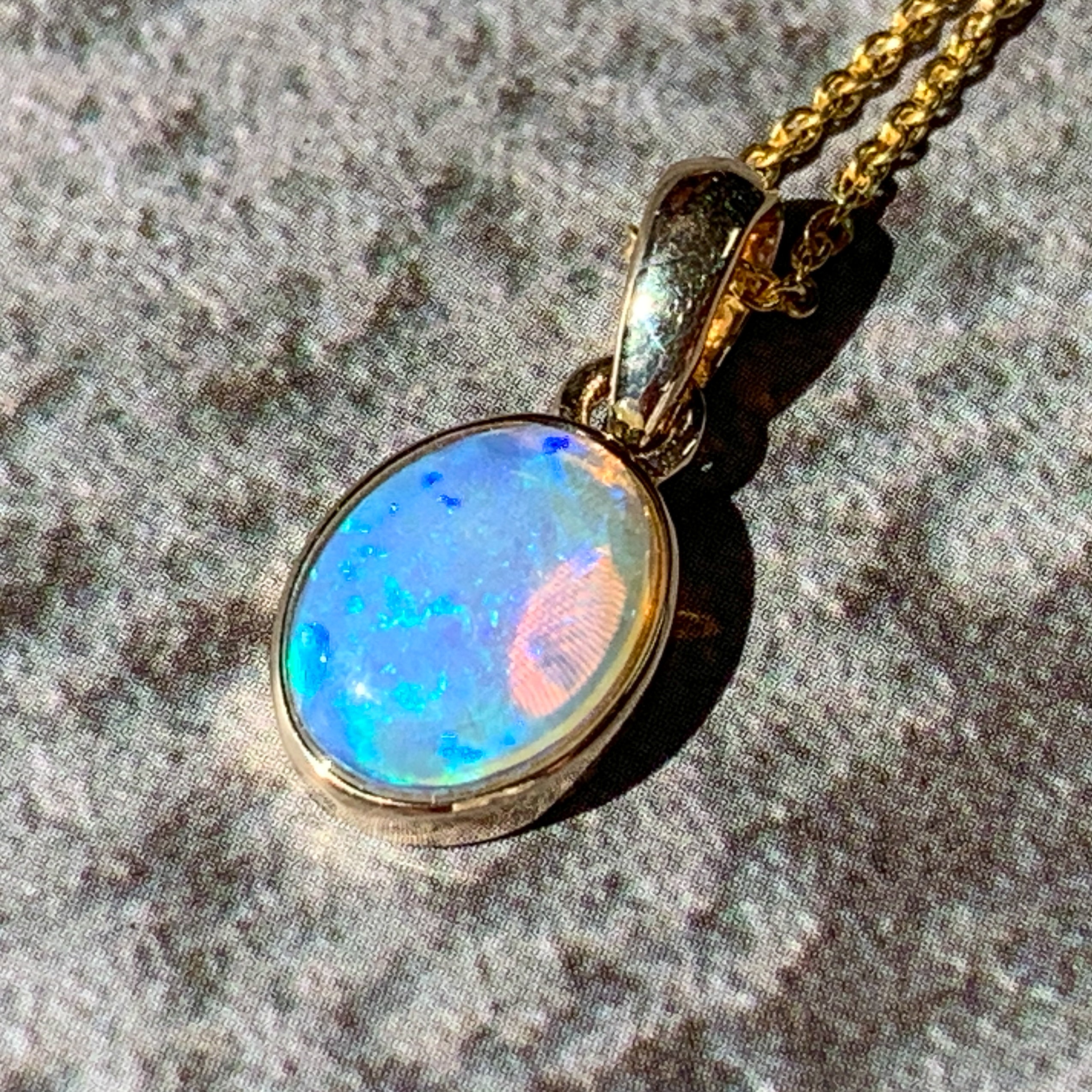 9kt Yellow Gold bezel 1.51ct Crystal Opal pendant - Masterpiece Jewellery Opal & Gems Sydney Australia | Online Shop