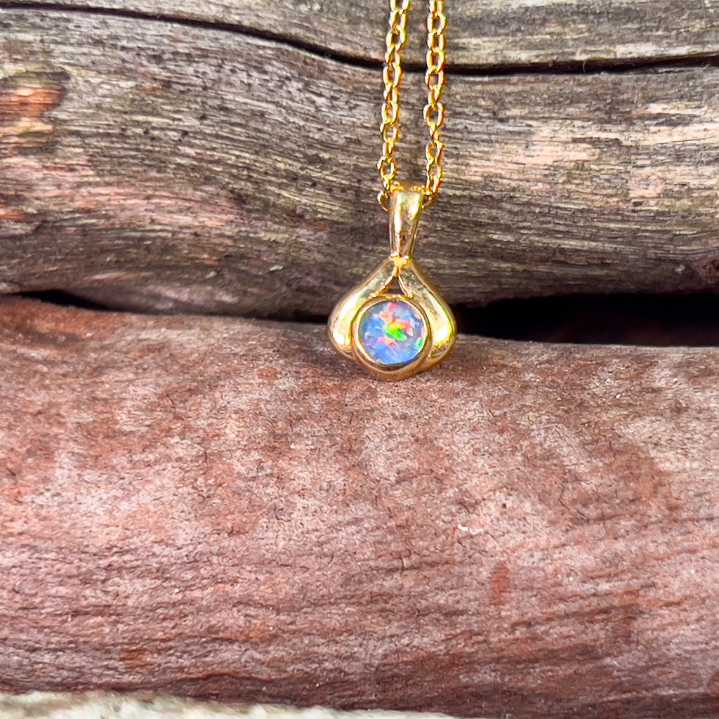 18kt Yellow Gold 3.5mm Opal pendant - Masterpiece Jewellery Opal & Gems Sydney Australia | Online Shop