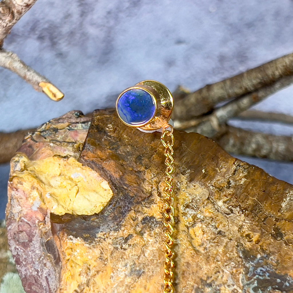 18kt Yellow Gold Black Opal 1.6ct tie pin - Masterpiece Jewellery Opal & Gems Sydney Australia | Online Shop