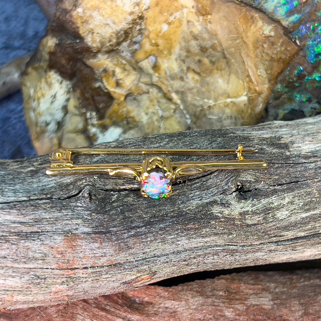 18kt Yellow Gold Boulder Opal 0.65ct brooch - Masterpiece Jewellery Opal & Gems Sydney Australia | Online Shop
