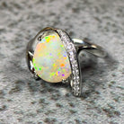 Platinum White Opal 2.08ct and Diamond ring - Masterpiece Jewellery Opal & Gems Sydney Australia | Online Shop