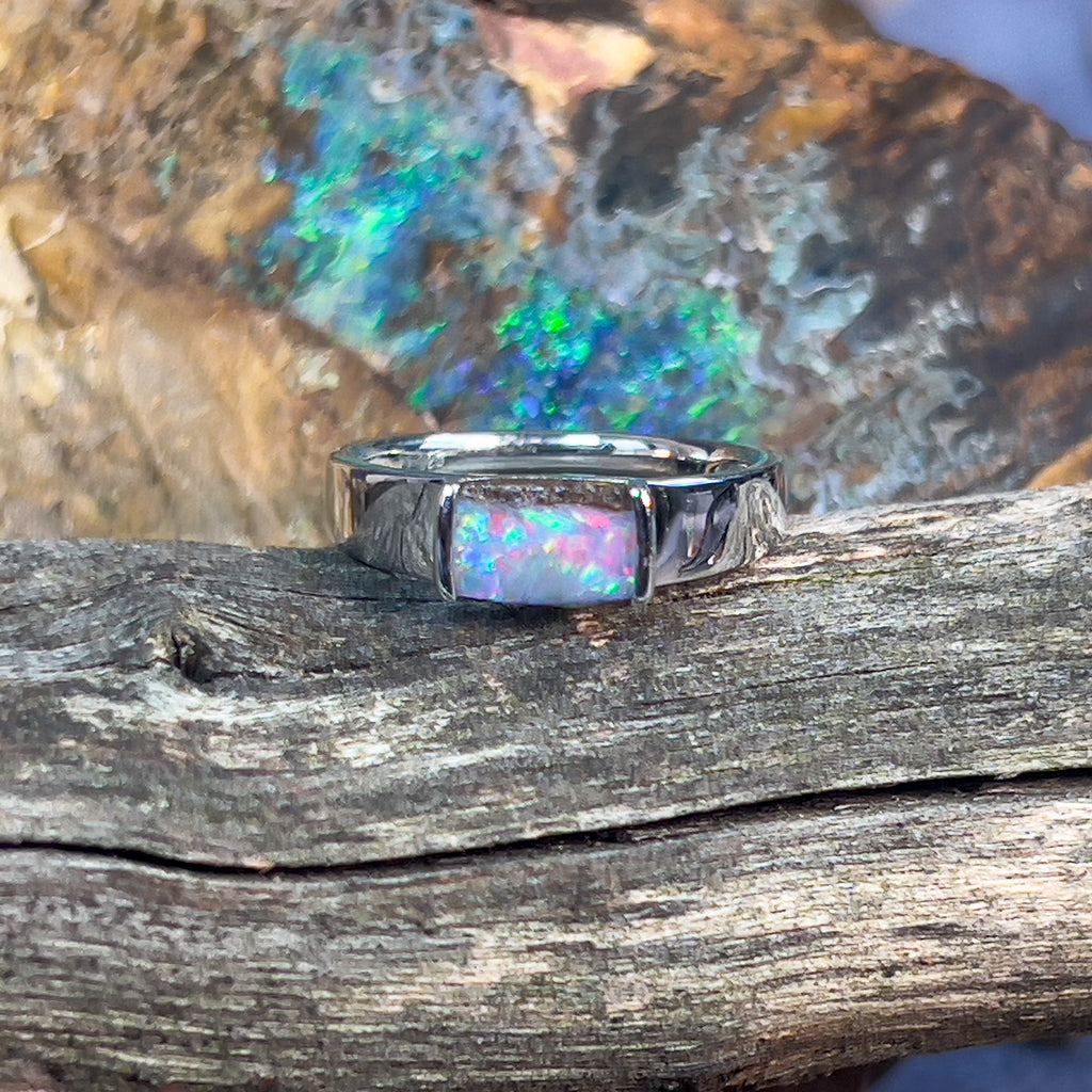 Sterling Silver Boulder Opal 8x5.3mm ring - Masterpiece Jewellery Opal & Gems Sydney Australia | Online Shop