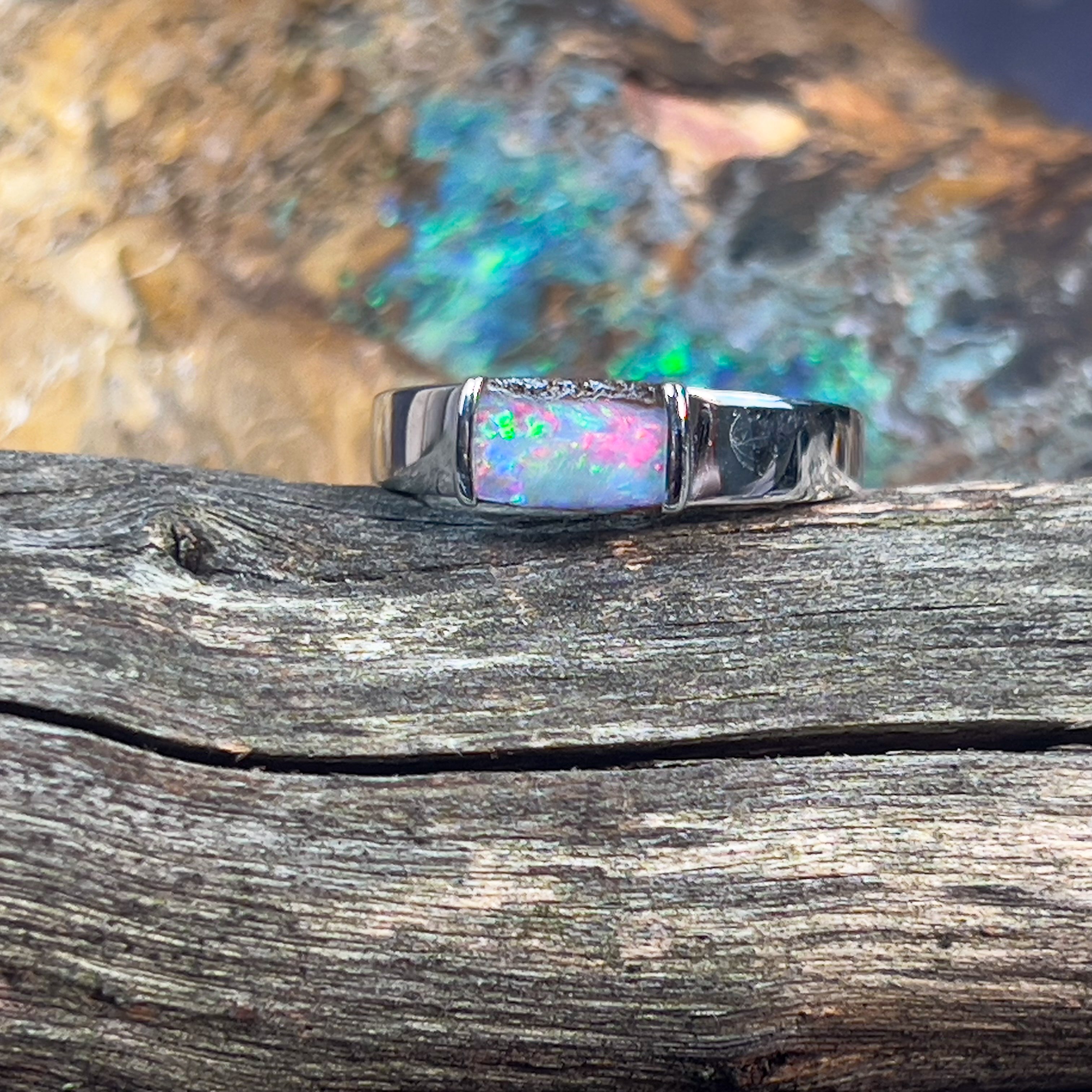 Sterling Silver Boulder Opal 8x5.3mm ring - Masterpiece Jewellery Opal & Gems Sydney Australia | Online Shop