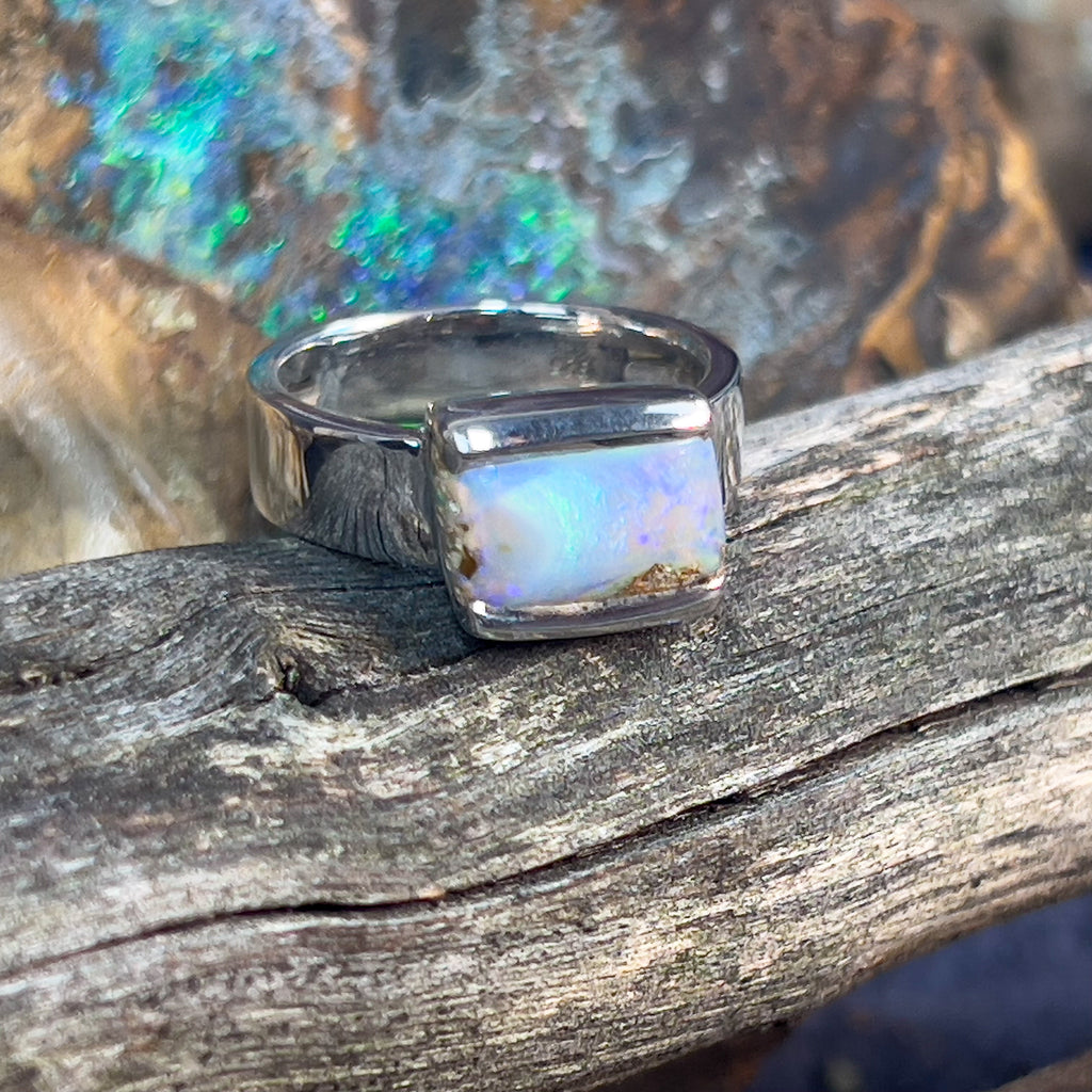 Sterling Silver Boulder Opal ring 11.5x8mm - Masterpiece Jewellery Opal & Gems Sydney Australia | Online Shop