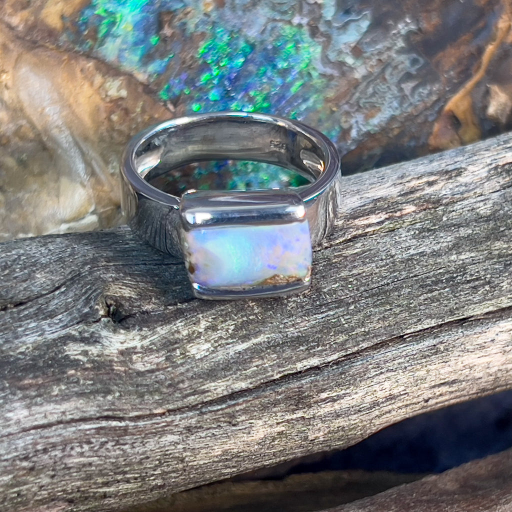 Sterling Silver Boulder Opal ring 11.5x8mm - Masterpiece Jewellery Opal & Gems Sydney Australia | Online Shop
