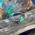 Sterling Silver Boulder Opal pear shape slanted ring - Masterpiece Jewellery Opal & Gems Sydney Australia | Online Shop