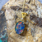 Sterling Silver Gold plated 14x10mm Opal triplet triangle loop pendant - Masterpiece Jewellery Opal & Gems Sydney Australia | Online Shop