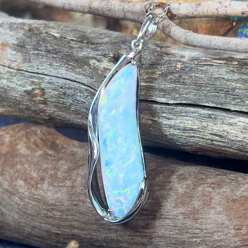 Sterling Silver Boulder Opal long pendant - Masterpiece Jewellery Opal & Gems Sydney Australia | Online Shop