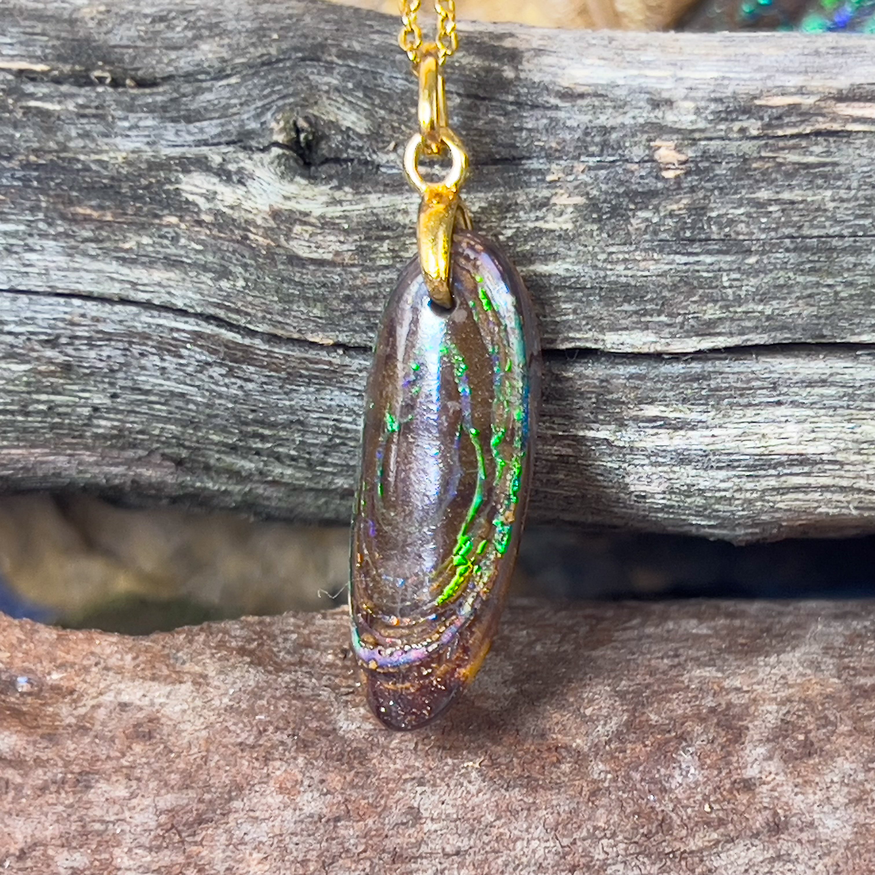 Sterling Silver Gold plate Boulder Matrix Opal pendant - Masterpiece Jewellery Opal & Gems Sydney Australia | Online Shop