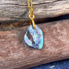 Sterling Silver gold plated Boulder Opal rectangular shape pendant - Masterpiece Jewellery Opal & Gems Sydney Australia | Online Shop