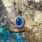 Sterling Silver 9x7mm Opal triplet cluster pendant - Masterpiece Jewellery Opal & Gems Sydney Australia | Online Shop