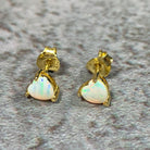 Gold plated silver 5mm heart shape White Opal studs - Masterpiece Jewellery Opal & Gems Sydney Australia | Online Shop