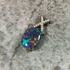 Sterling Silver Opal necklace Triplet 14x10mm cross loop - Masterpiece Jewellery Opal & Gems Sydney Australia | Online Shop