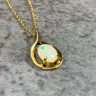 Gold Plated 8x6mm White Opal teardrop loop design pendant - Masterpiece Jewellery Opal & Gems Sydney Australia | Online Shop