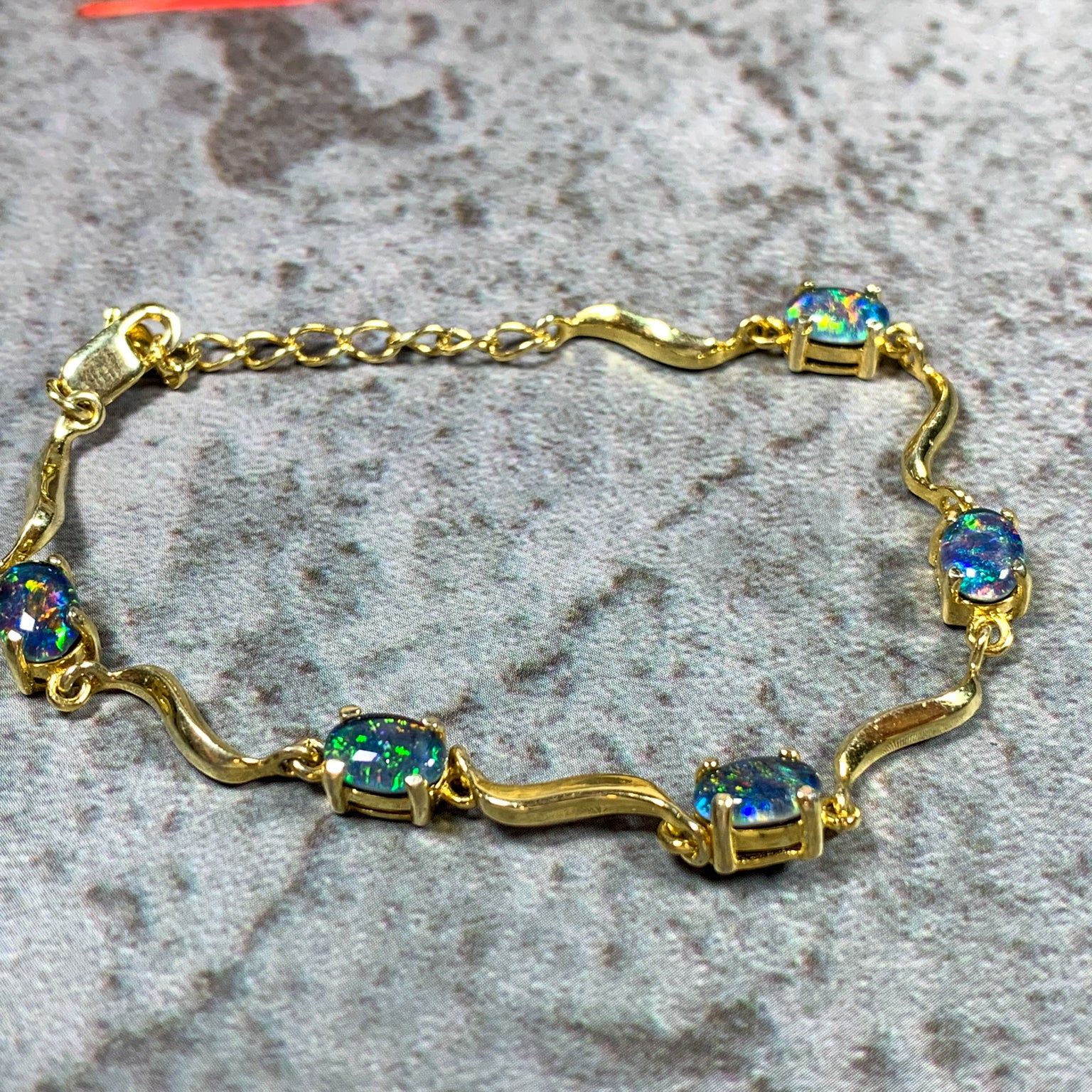 Silver Wave Opal Bracelet - Blue & Black 7x5mm Triplet - Sterling Silver for Women - Ladies Bracelet - Jewelry - Masterpiece Jewellery Opal & Gems Sydney Australia | Online Shop