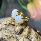 Gold Plated Silver 8x6mm White Opal Earring studs - Masterpiece Jewellery Opal & Gems Sydney Australia | Online Shop