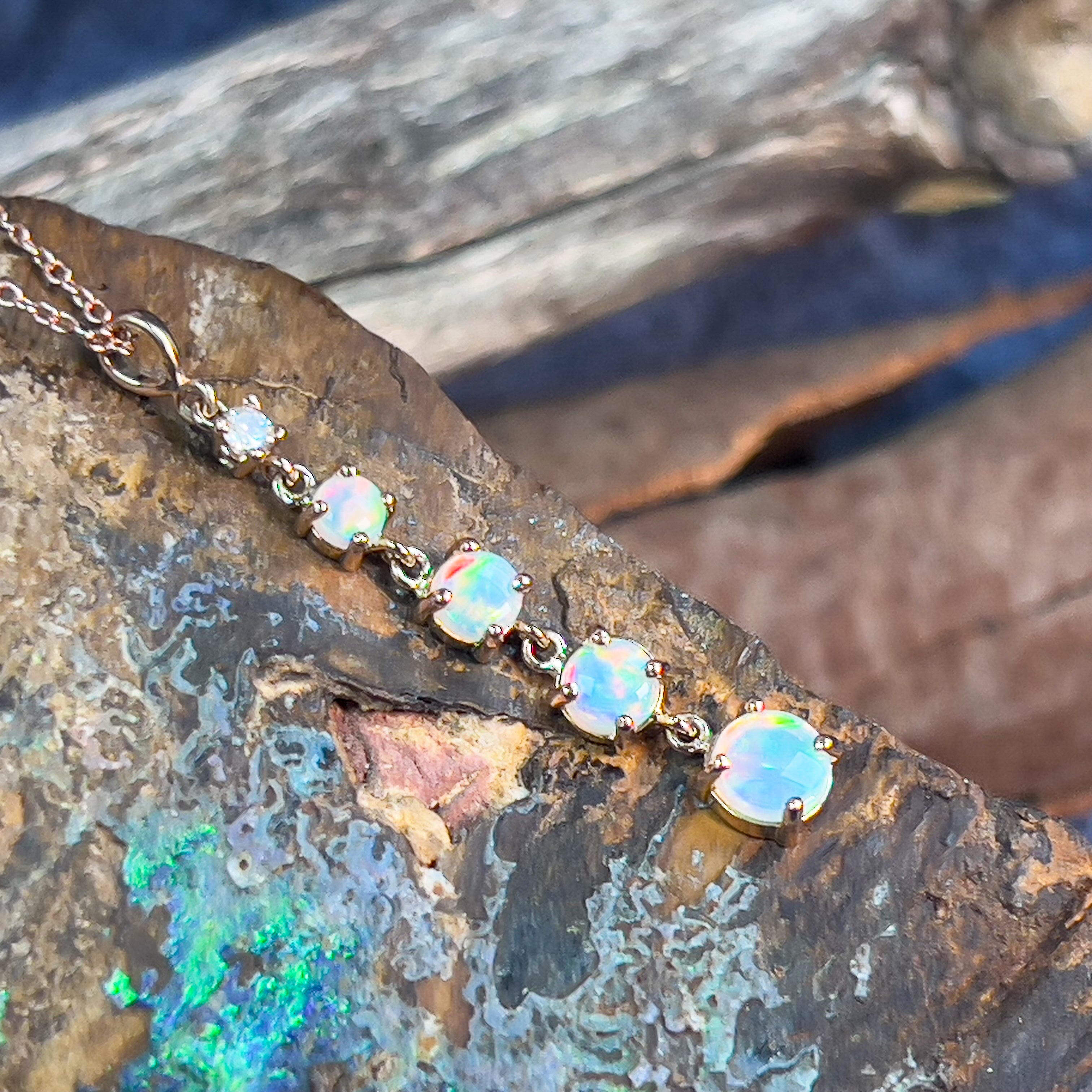 14kt Rose Gold Fire Opal and diamond dangling pendant - Masterpiece Jewellery Opal & Gems Sydney Australia | Online Shop