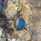 9kt Yellow Gold 9x7mm Opal doublet bezel set pendant - Masterpiece Jewellery Opal & Gems Sydney Australia | Online Shop