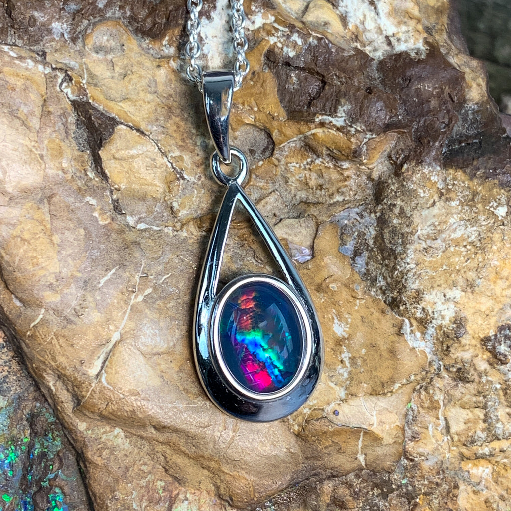 Sterling Silver 9x7mm Opal triplet pendant - Masterpiece Jewellery Opal & Gems Sydney Australia | Online Shop