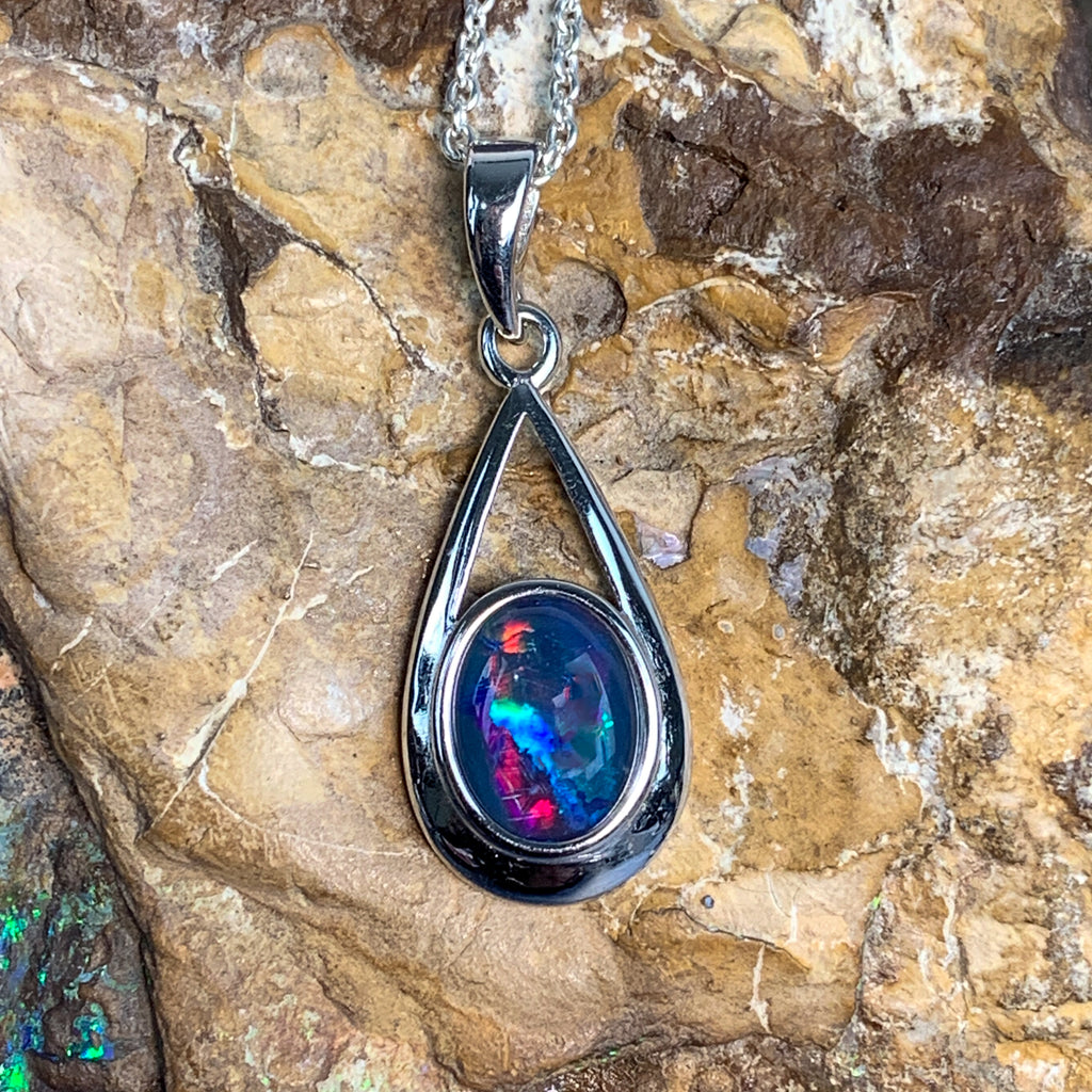 Sterling Silver 9x7mm Opal triplet pendant - Masterpiece Jewellery Opal & Gems Sydney Australia | Online Shop