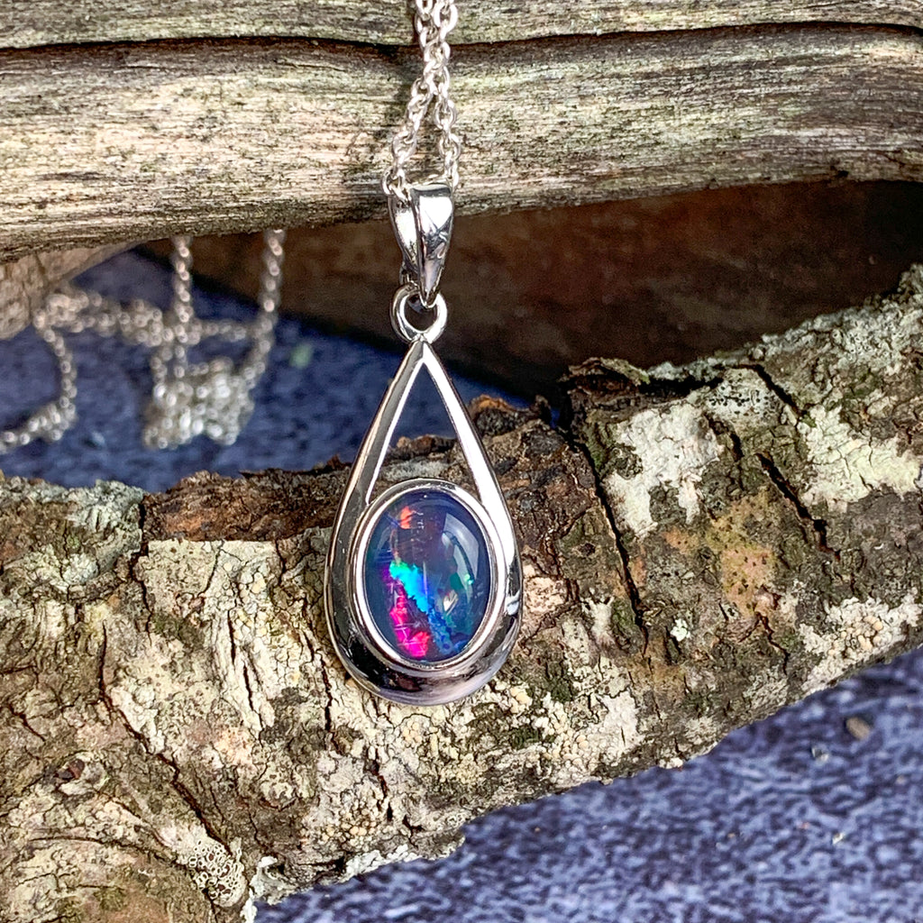 Sterling Silver 9x7mm Opal triplet pendant - Masterpiece Jewellery Opal & Gems Sydney Australia | Online Shop