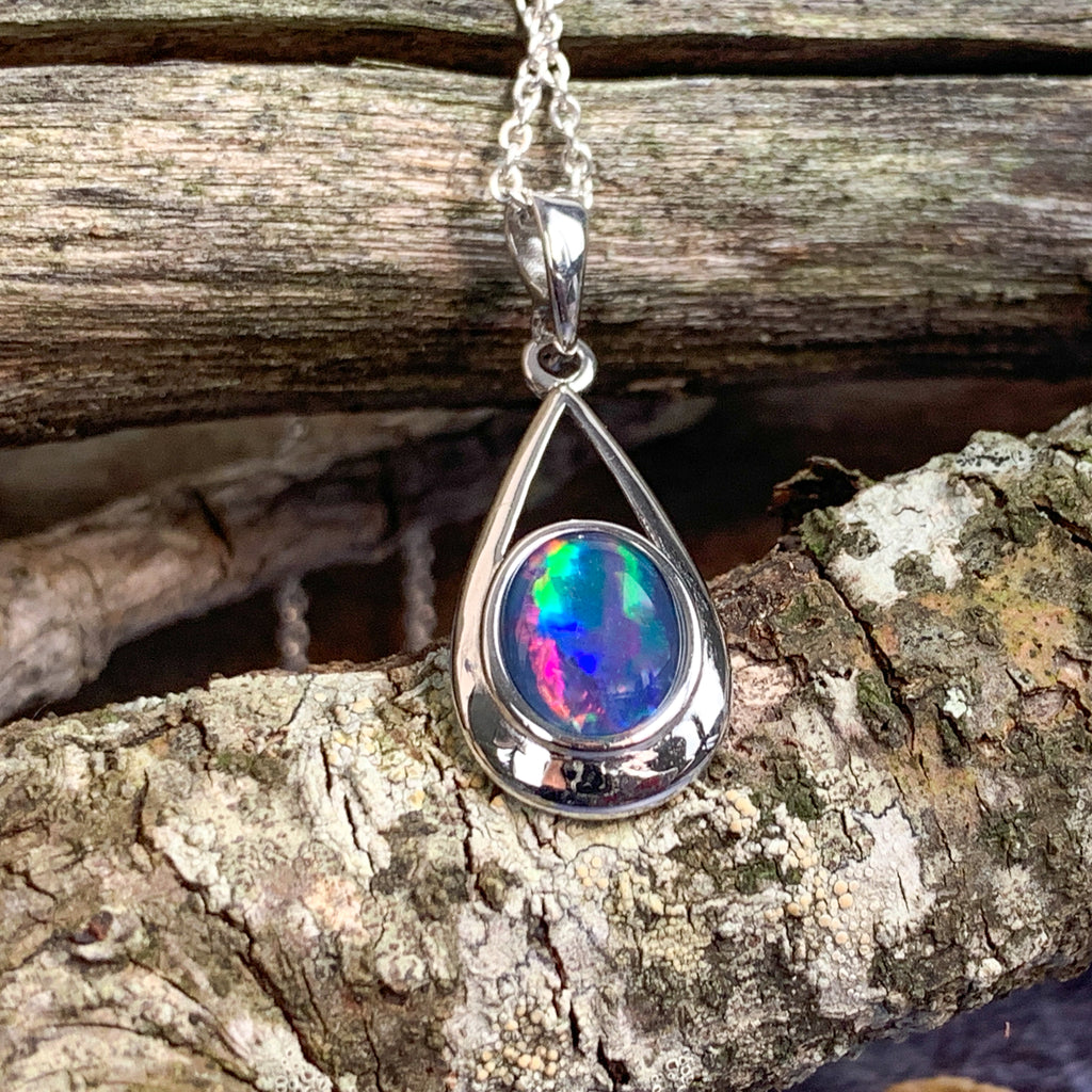 Sterling Silver 9x7mm Opal triplet pendant - Masterpiece Jewellery Opal & Gems Sydney Australia | Online Shop