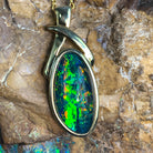 Gold Plated Silver Opal triplet 17x8mm pendant - Masterpiece Jewellery Opal & Gems Sydney Australia | Online Shop