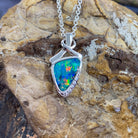 Sterling Silver Opal traingular 10x7.9mm pendant - Masterpiece Jewellery Opal & Gems Sydney Australia | Online Shop